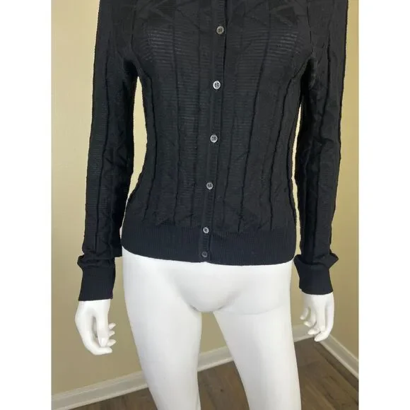 Missoni Women Size S Black Chevron Knit Cardigan Sweater Minimal Preppy Casual - Picture 16 of 16